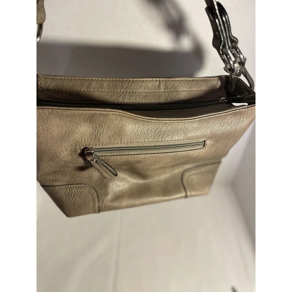 🟡Taupe Faux‎ Leather Shoulder Bag, Minimalist Hobo Purse, Every Day Casual Bag